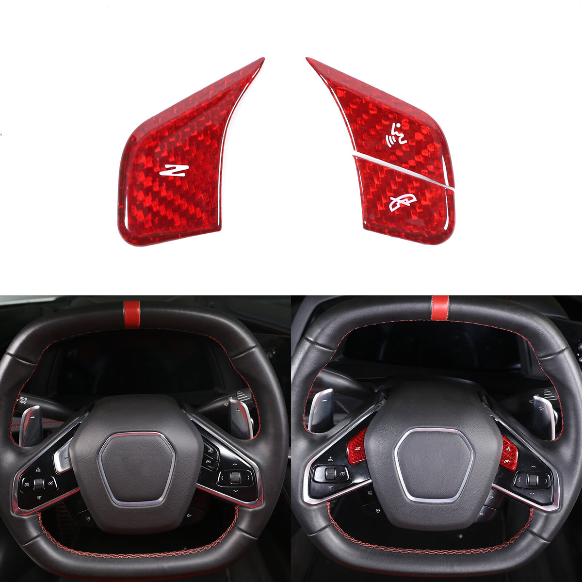 Red Real Carbon Fiber Interior Full Decor Cover Trim Kit for Corvette C8 2020-25 - Variants 26-30 2