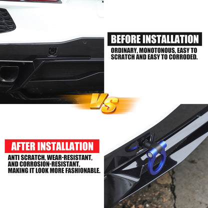 Blue Aluminum Front & Rear Track Racing Tow Hook Trailer For Corvette C8 2020+US 15