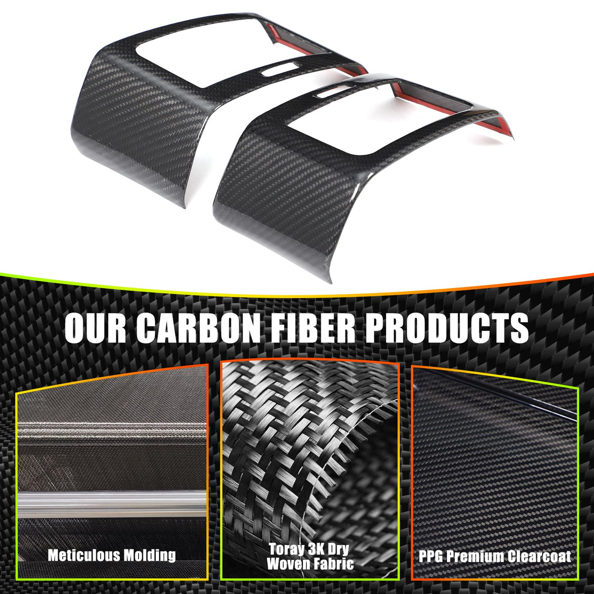 Real Carbon Fiber Center Side Air Vent Trim For LR Range Rover Sport L494 14-17 7