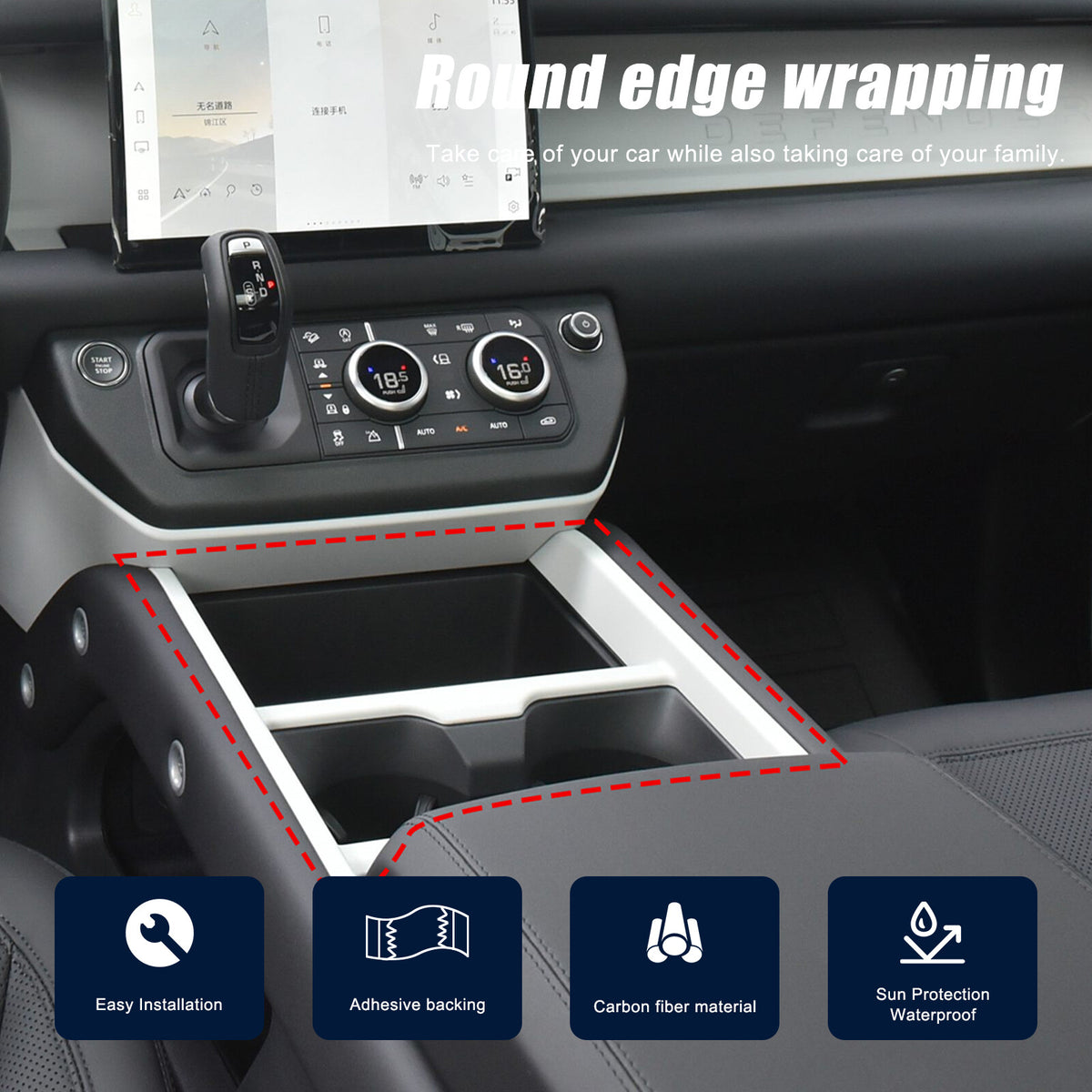 Matte Real Carbon Fiber Center Console Gear Shift Trim For LR Defender L663 25+ 12