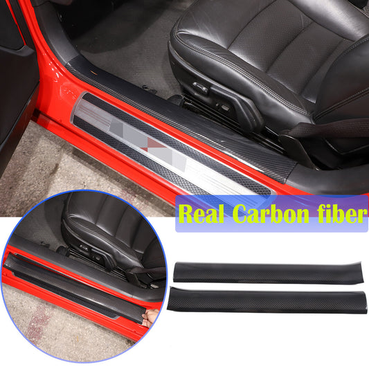 Real Carbon Fiber Built In Scuff Door Sill Bar Plate For Corvette C6 2005-2013 1