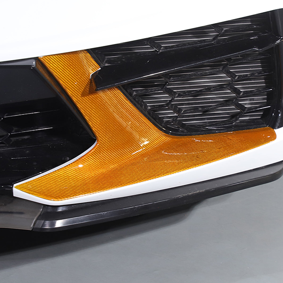 Yellow Carbon Fiber Front Bumper Grille Bezel Cover For Corvette C8 Z51 2020-26 4