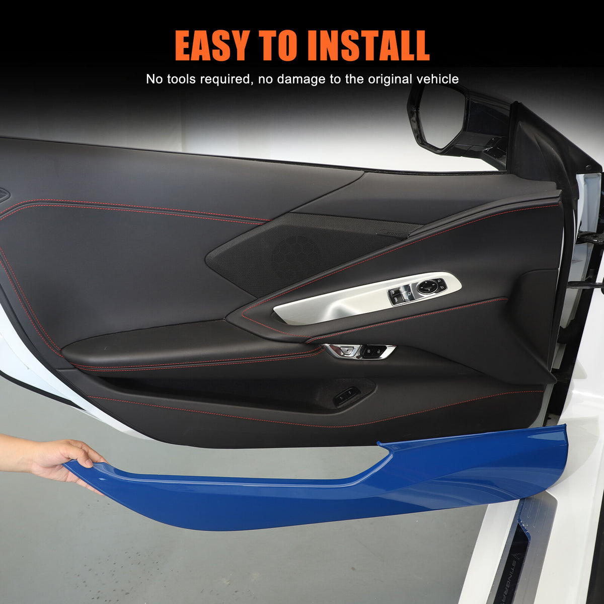Blue ABS Inner Door Anti-Kick Panel Cover Trim For Corvette C8 2020-26 9