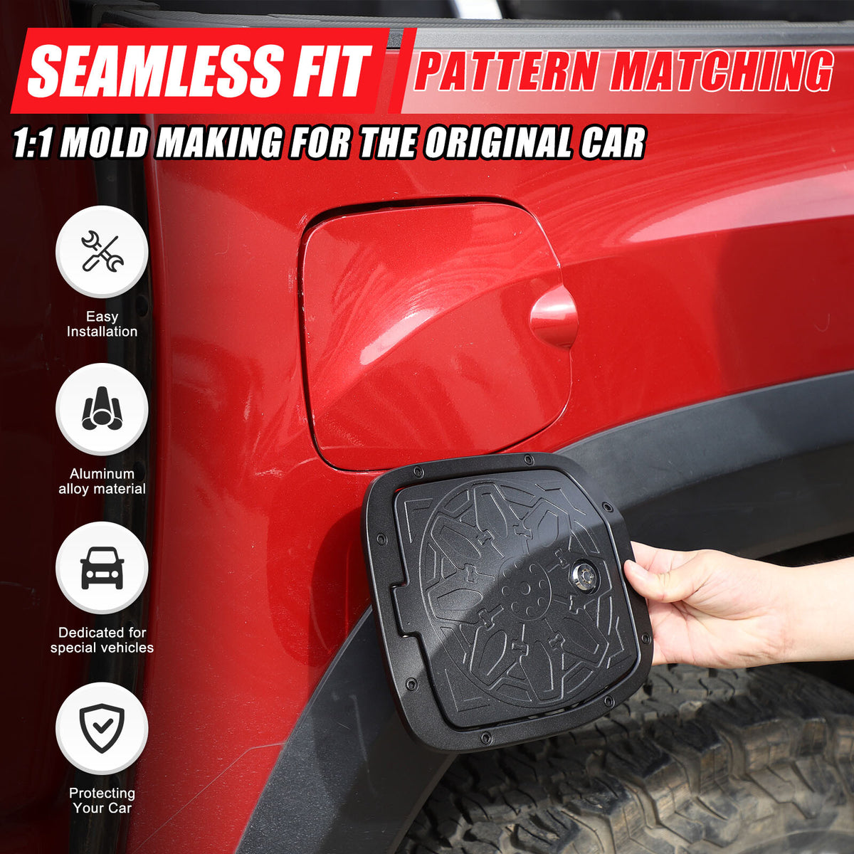 Door Fuel Tank Cover With Lock Gas Cap Tank Trim For Toyota Tacoma 2016-23 20