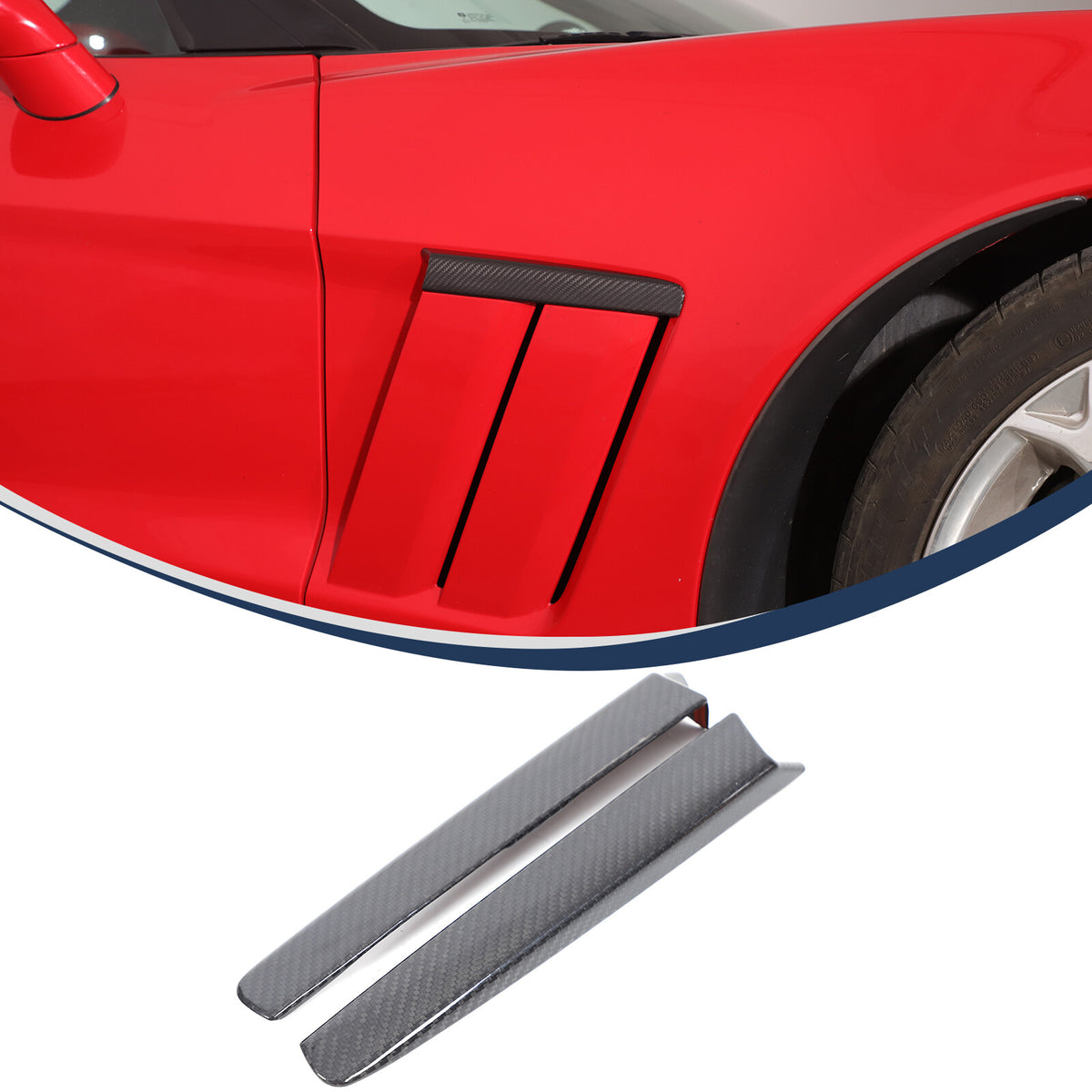 Real Carbon Fiber Side Air Outlet Upper Emblem Panel Trim For Corvette C6 05-13 8