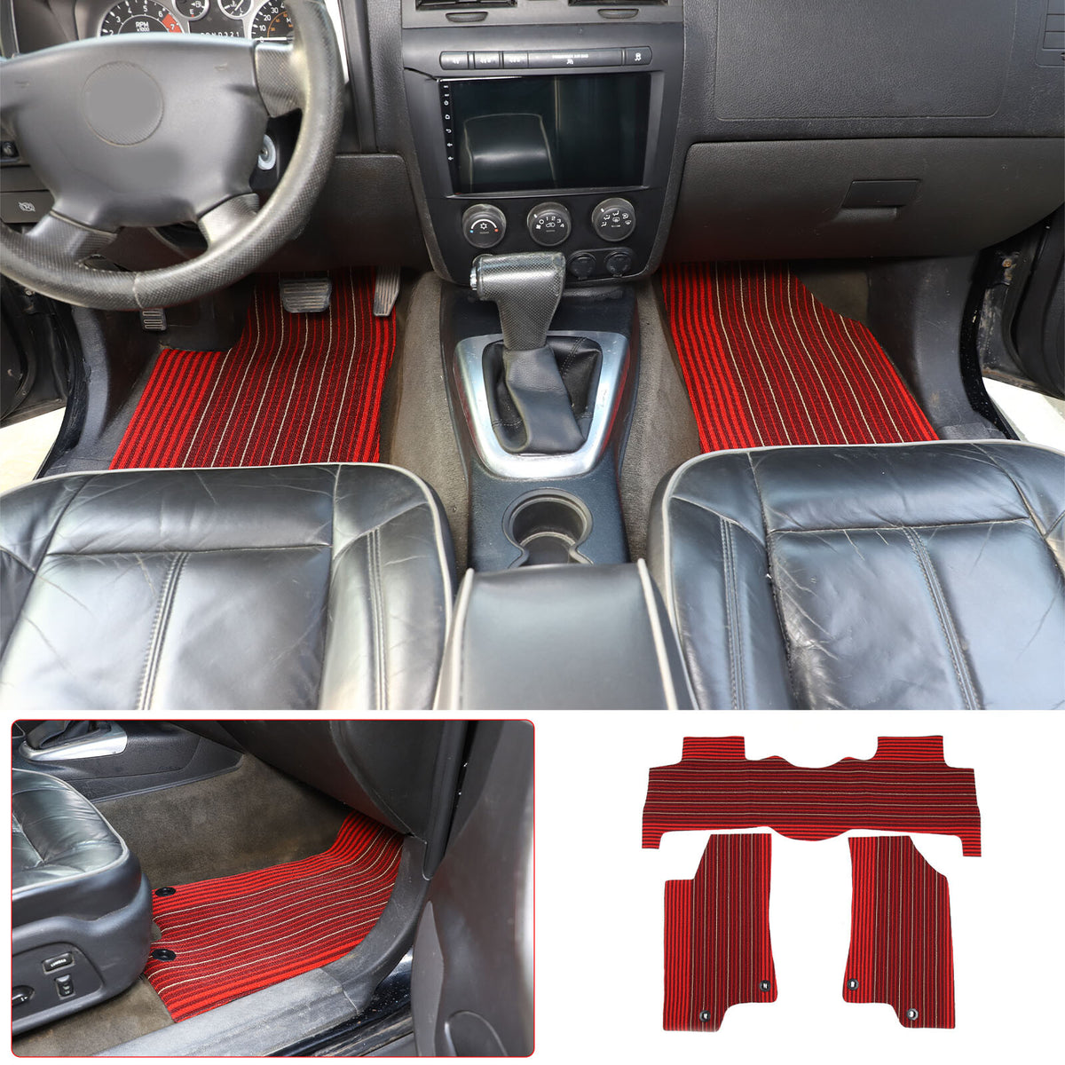 Beige Car Floor Mats Cargo Carpets Foot Pads For Hummer H3 2005-2009 1