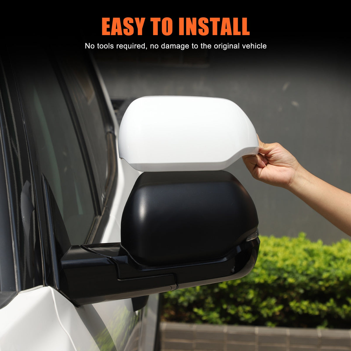 White ABS Exterior Rearview Mirror Cover Trim For Toyota Tundra/Sequoia 2022+ US 8