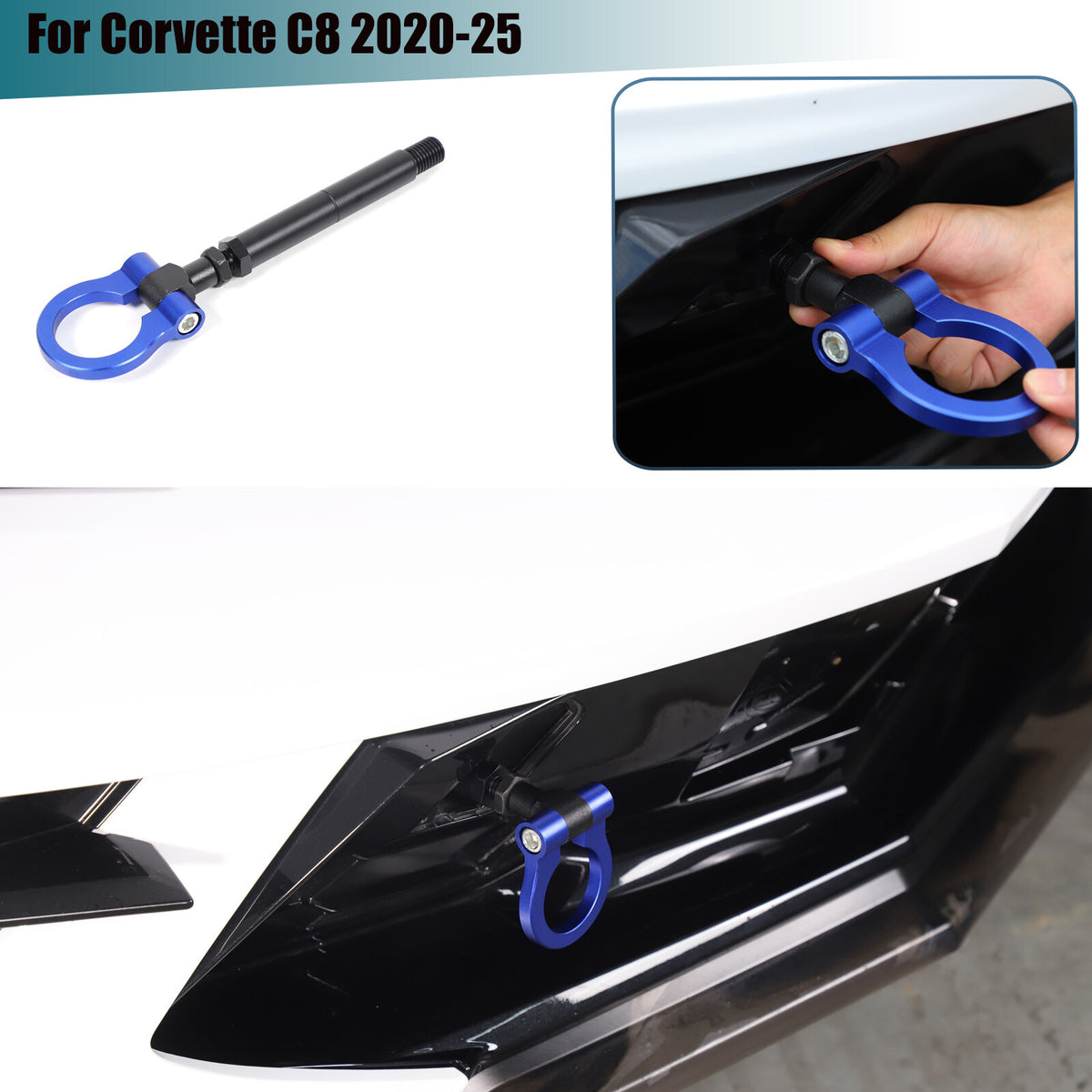 Front Bumper Trailer Track Racing Aluminum Tow Hook Ring For Corvette C8 20+ US 38