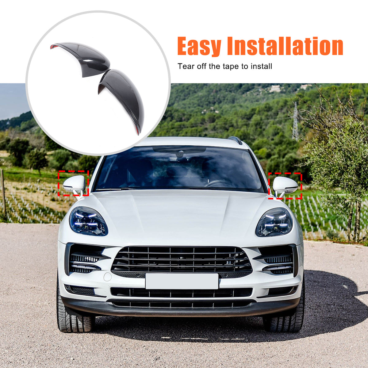ABS Carbon fiber Side Rear Mirror Cover Caps Trim For Porsche Macan 2011-2021 US 21