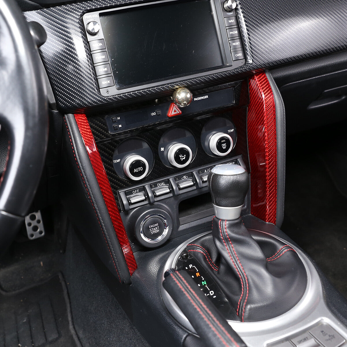 Red Carbon Fiber Center Control Side Panel Trim For Subaru BRZ Scion FR-S 12-20 4