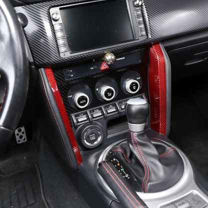 Red Carbon Fiber Center Control Side Panel Trim For Subaru BRZ Scion FR-S 12-20 4