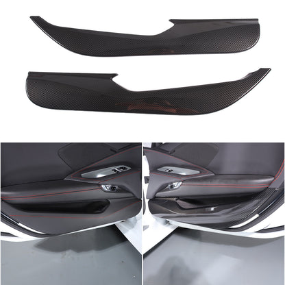 ABS Carbon Fiber Interior Anti-Kick Door Panel Cover Trim Kit For Corvette C8 11