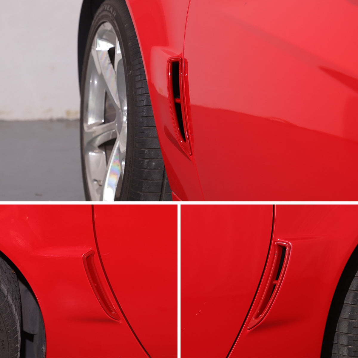 Red ABS Carbon Fiber Rear Fender Vent Trim Frame For Corvette C6 2005-2013 4