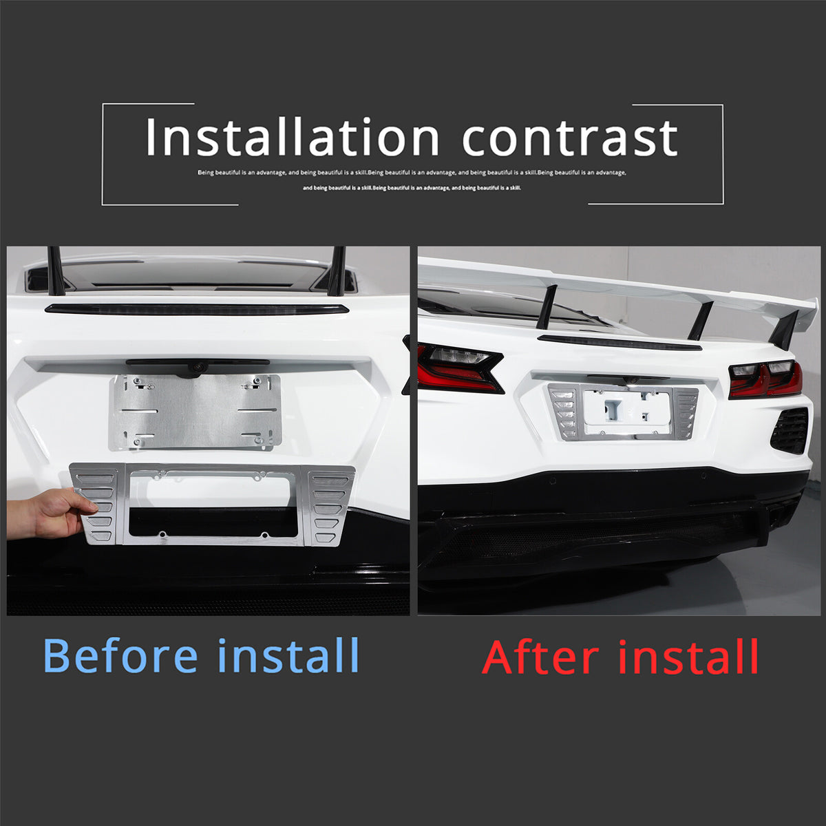 Alloy Rear License Plate Filler Trim Cover For Corvette C8 Stingray Z51 20+ 5