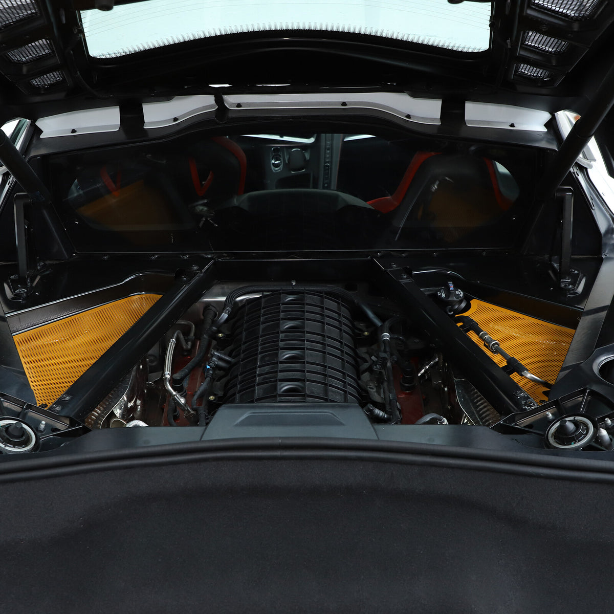 Yellow Steel Engine Hood Compartment Panel Trim Cover For Corvette C8 Z06 20-26 8