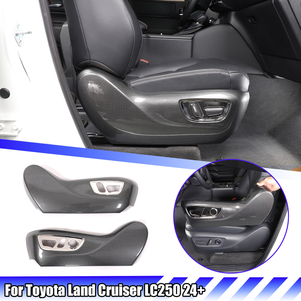 ABS Carbon Seat Adjustment Button Trim Cover For Toyota Land Cruiser LC250 24+ 1