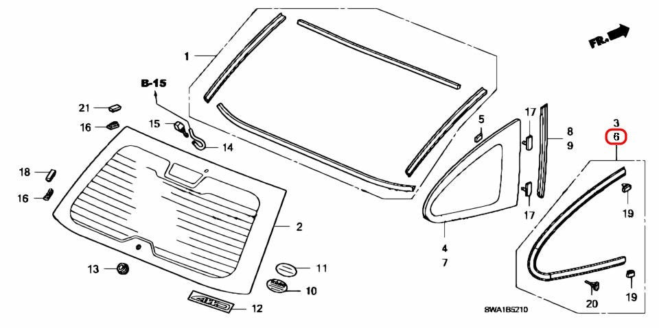 Honda OEM L Quarter Glass Molding 73560-SWA-003 for CR-V 3