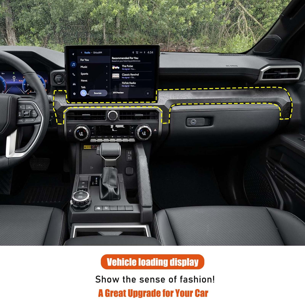 Orange Center Console Trim Strip Cover For Toyota Tacoma SR/SR5 2024+ US 14