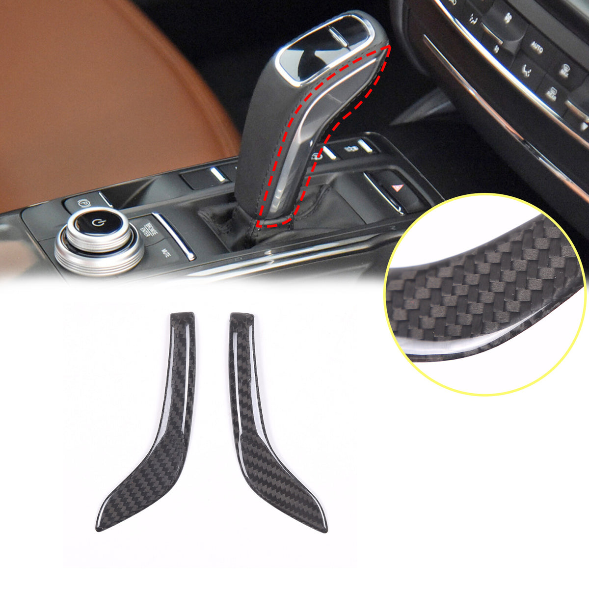 Real Carbon Fiber Gear Shift Knob Head Side Trim Cover For Maserati Ghibli 19-23 4