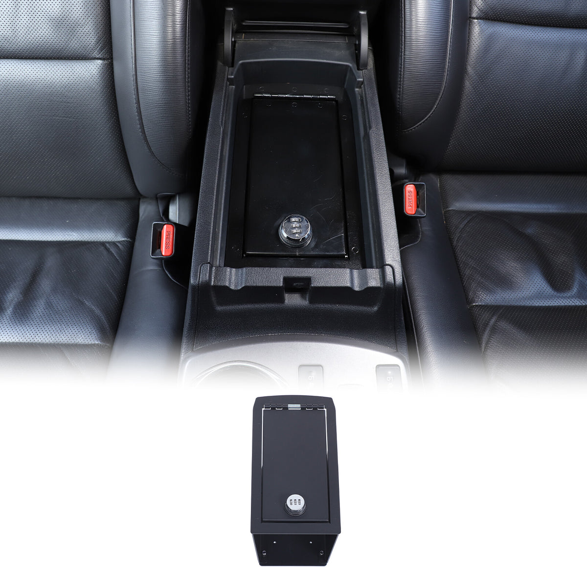 Black Steel Center Console Safe GUN Storage Lock Box W/ TRAY For Acura RDX 13-17 2