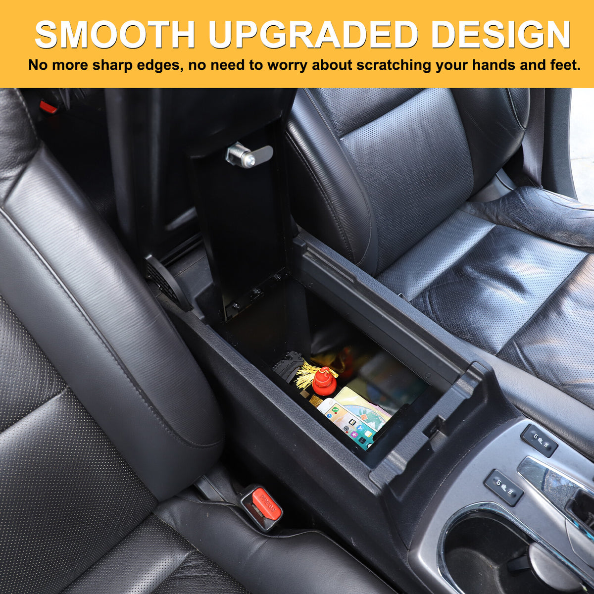 Black Steel Center Console Safe GUN Storage Lock Box W/ TRAY For Acura RDX 13-17 5