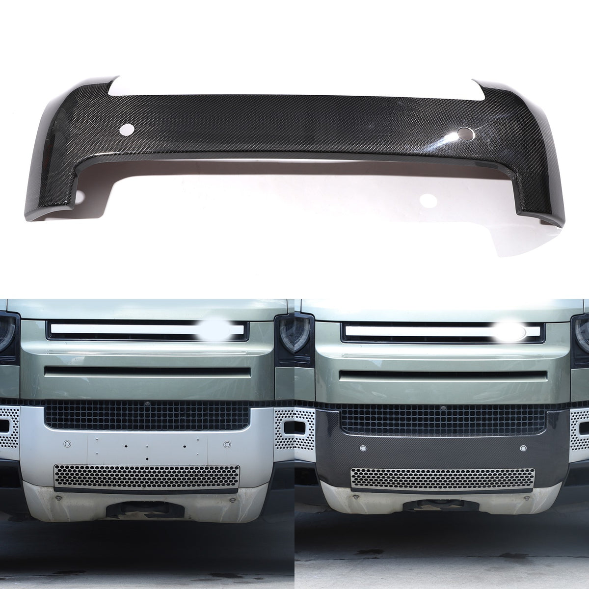 Real Carbon Fiber Front Bumper License Plate Base Trim For LR Defender L663 20+ 20