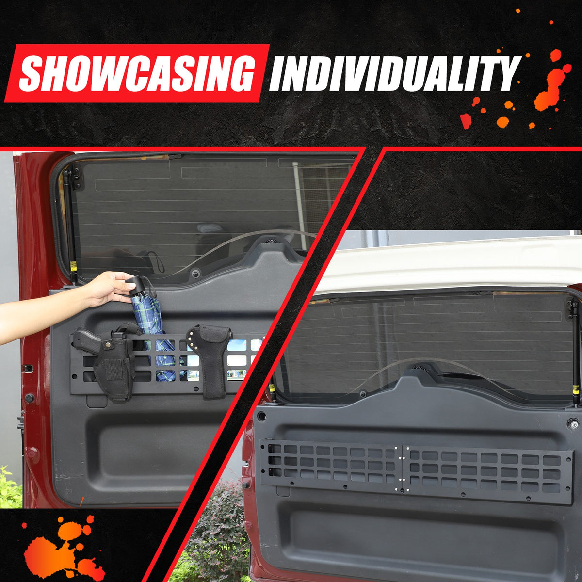 Aluminum Tailgate Hanging Bag Rack Molle Panel For Toyota FJ Cruiser 2007-2021 12