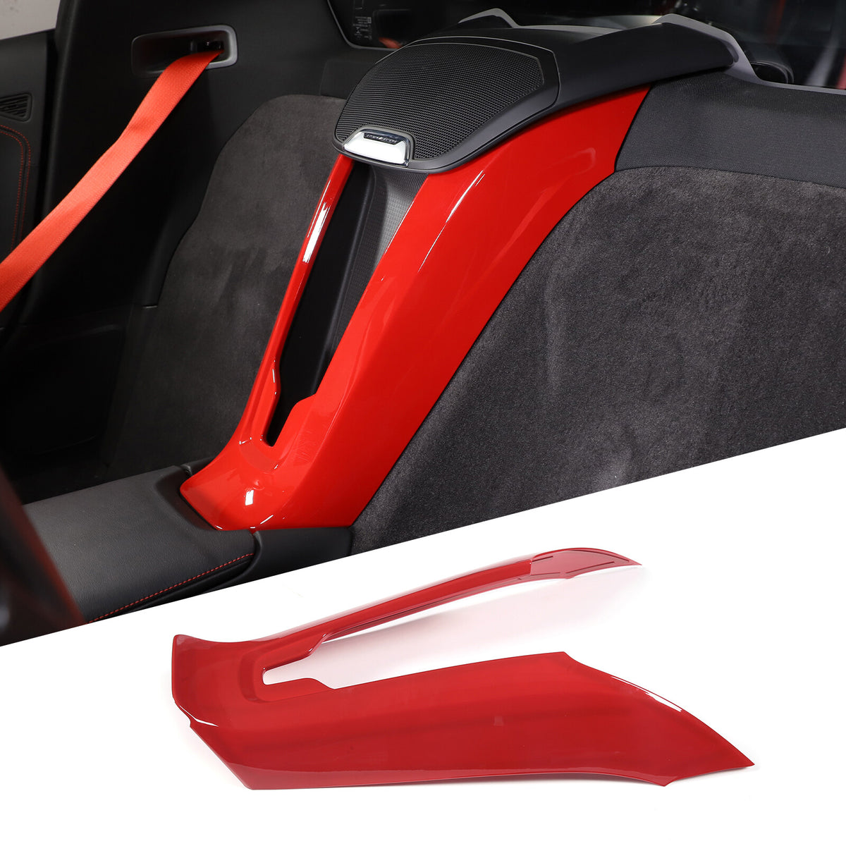 2pcs Red ABS Waterfall Wireless Charger Cover For Corvette C8 Convertible 3