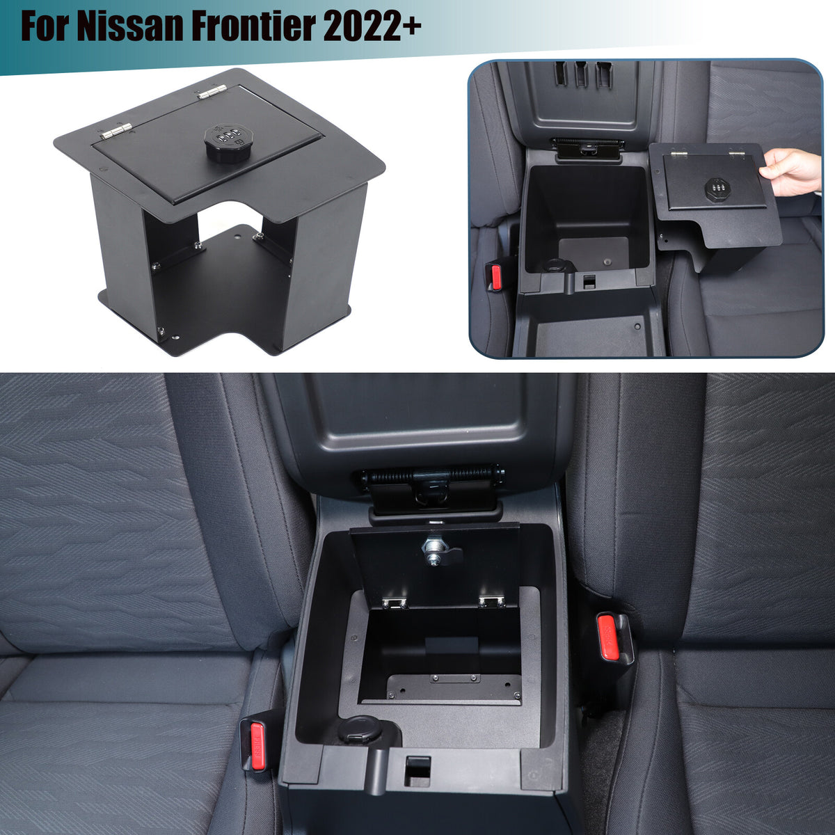 Center Console Safe GUN Storage Lock Box W/ TRAY For Nissan Frontier 2022+ 2