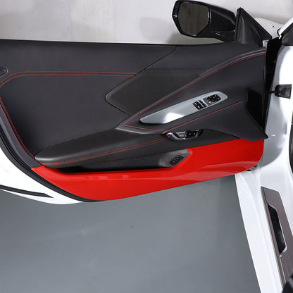 Sports Red ABS Interior Door Anti-kick Panel Cover Trim For Corvette C8 20+ US 9