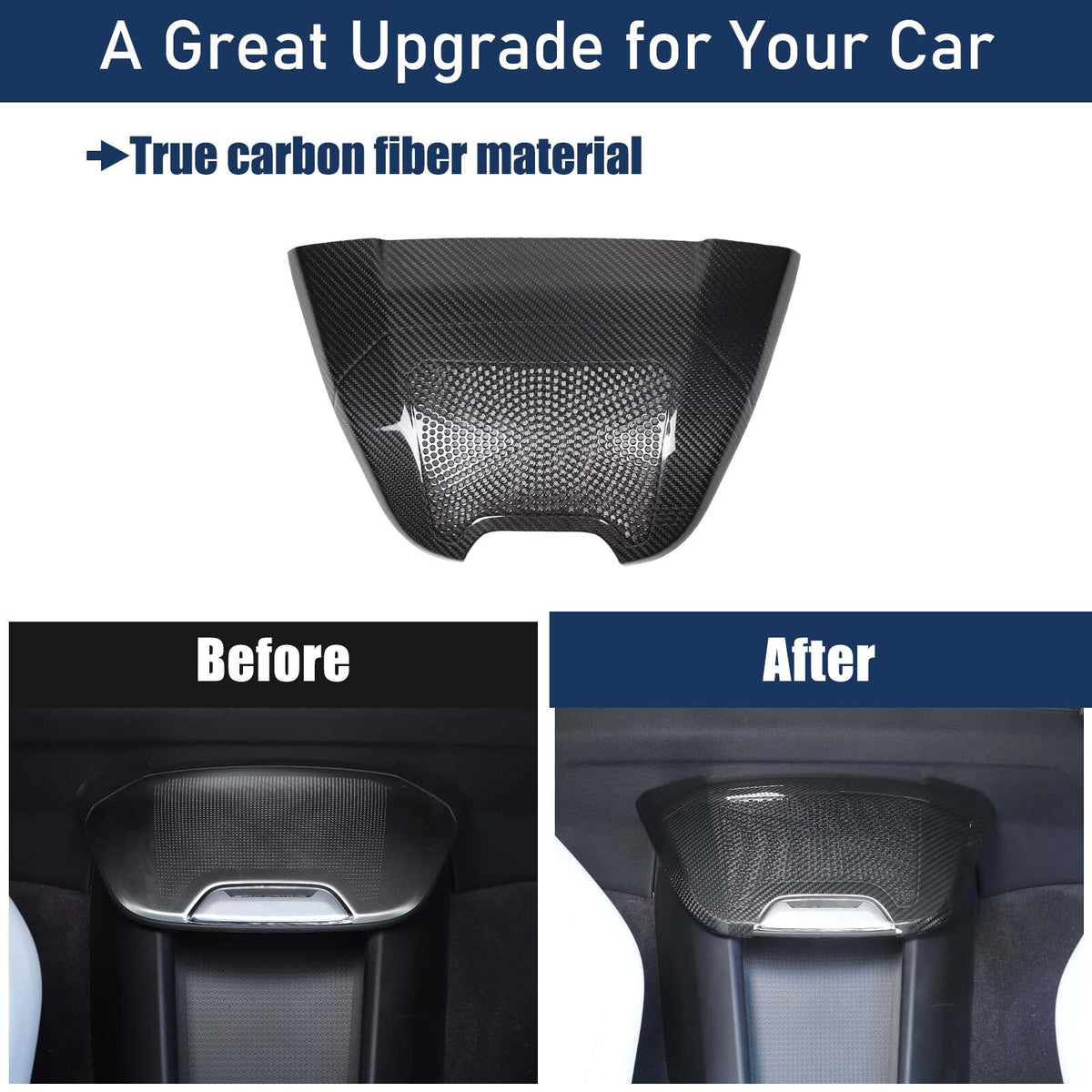 Real Carbon Fiber Rear Charger Speaker Cover Trim For Corvette C8 Convertible 19