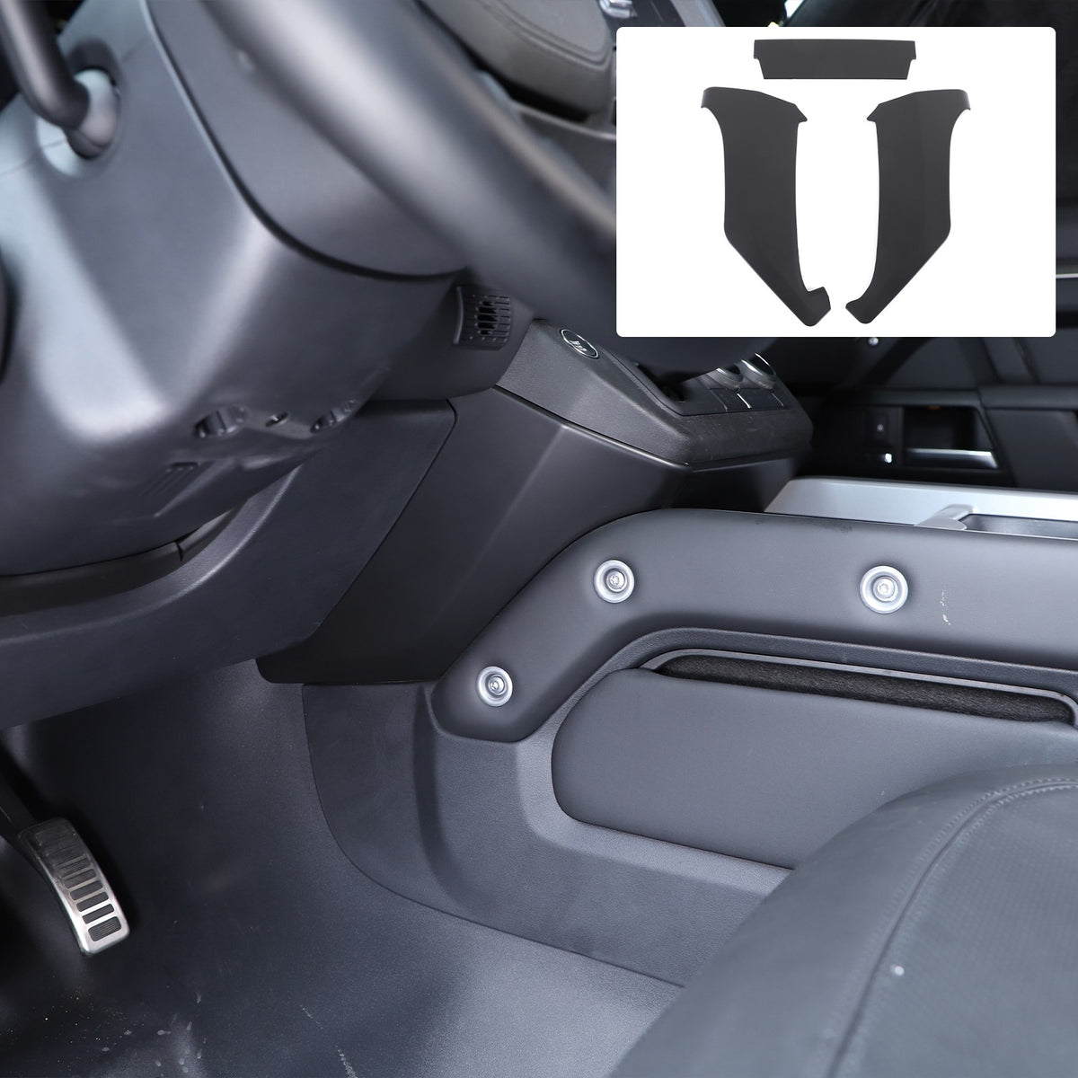 Matte Black ABS Center Console Knee Side Panel Trim For LR Defender L663 2025+ 1