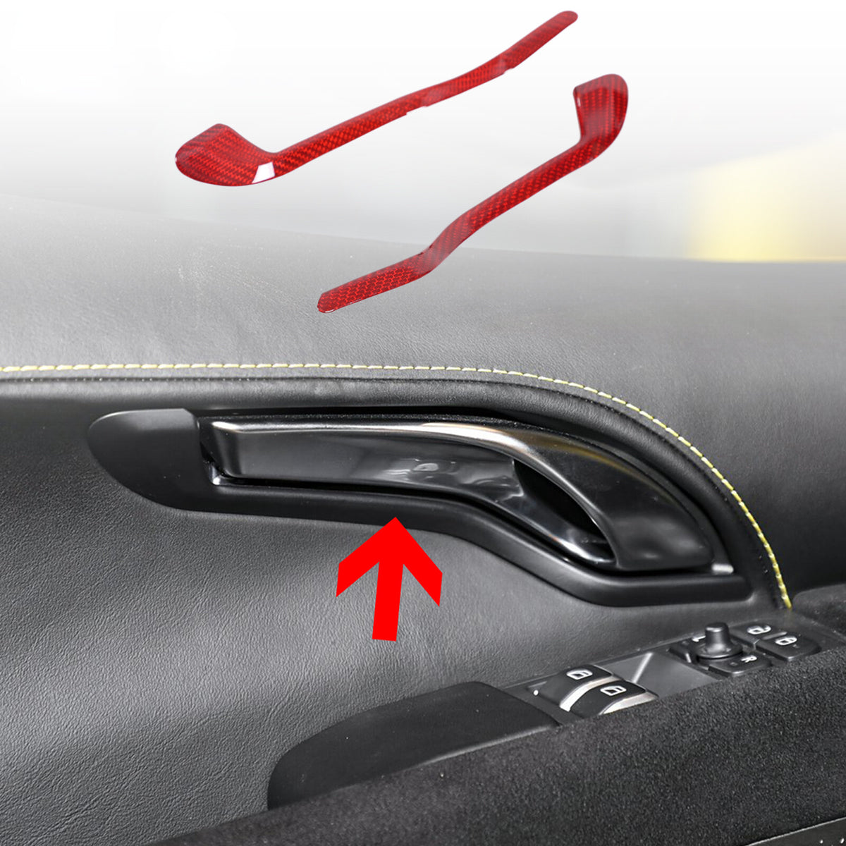 Real Carbon fiber Interior Door Handle Trim Cover For Lotus Emira V6 I4 2023-25 2