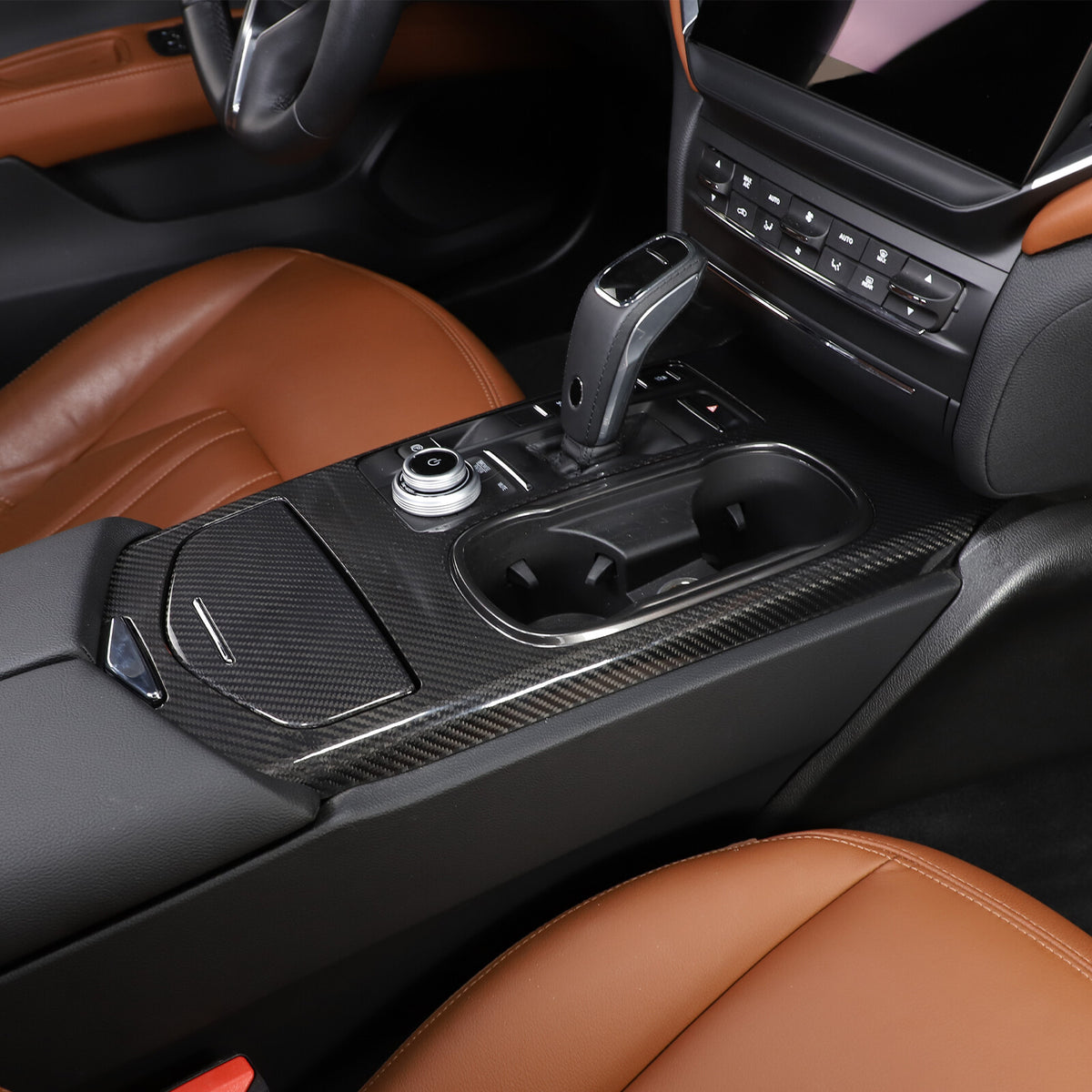 Center Control Gear Panel Trim Carbon Fiber Cover For Maserati Ghibli 2017-2023 2