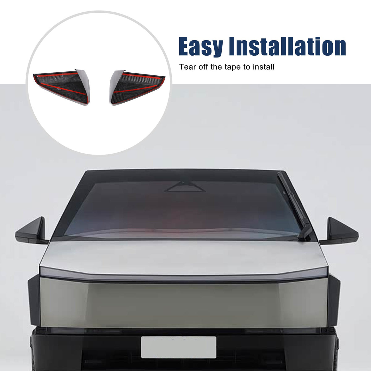 Real Carbon Fiber Side Mirror Cover Trim For Tesla Cybertruck 2024+ 13