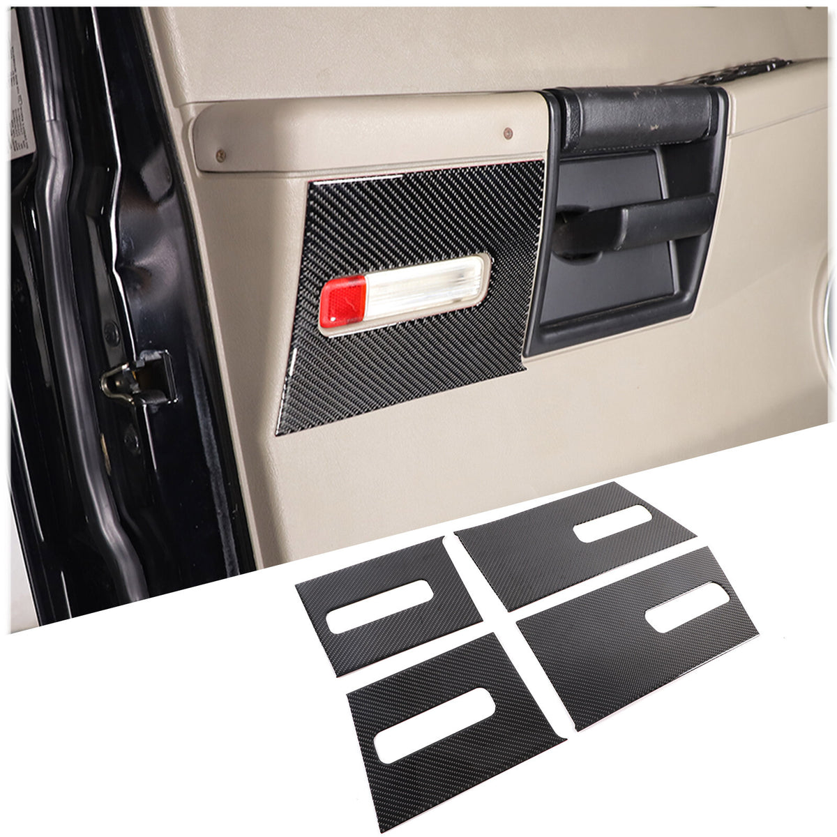 Carbon fiber Door Welcome Lights Panel Trim Sticker For Hummer H2 03-07 3