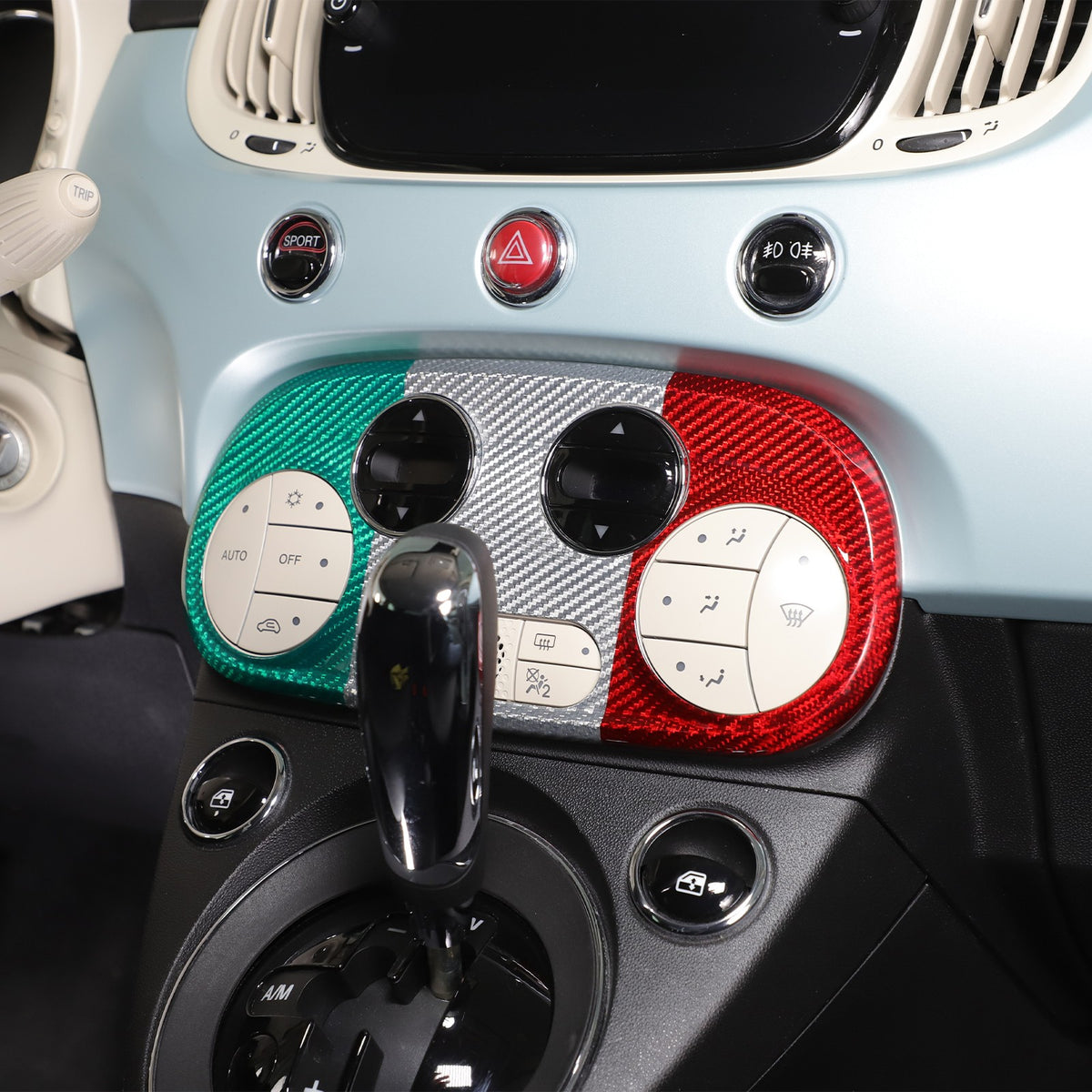 Tri-Color AC Control Switch Bezel Trim For Fiat 500 312 2016+ 21