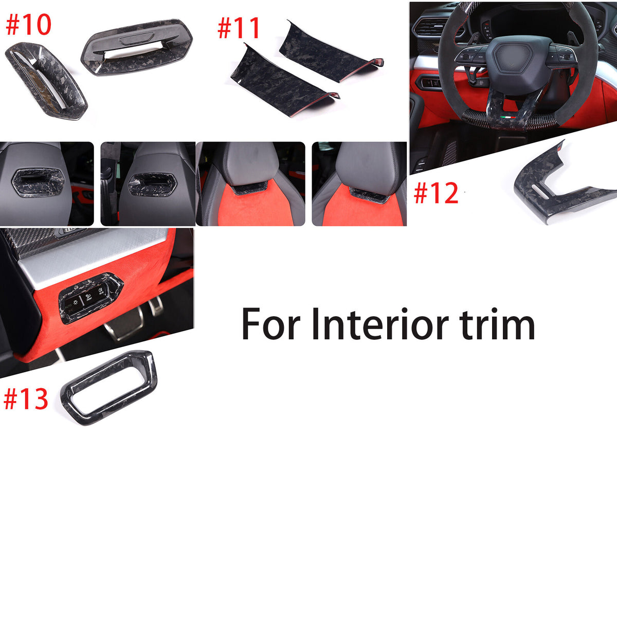 Forged Real Carbon fiber Interior Trim Kit Set For Lamborghini URUS 2018-2023 3