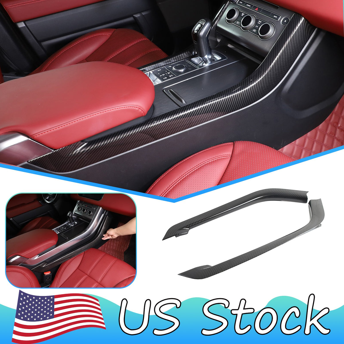 Carbon Fiber Center Gear Shift Side Panel Trim For LR Range Rover Sport 2014-17 1