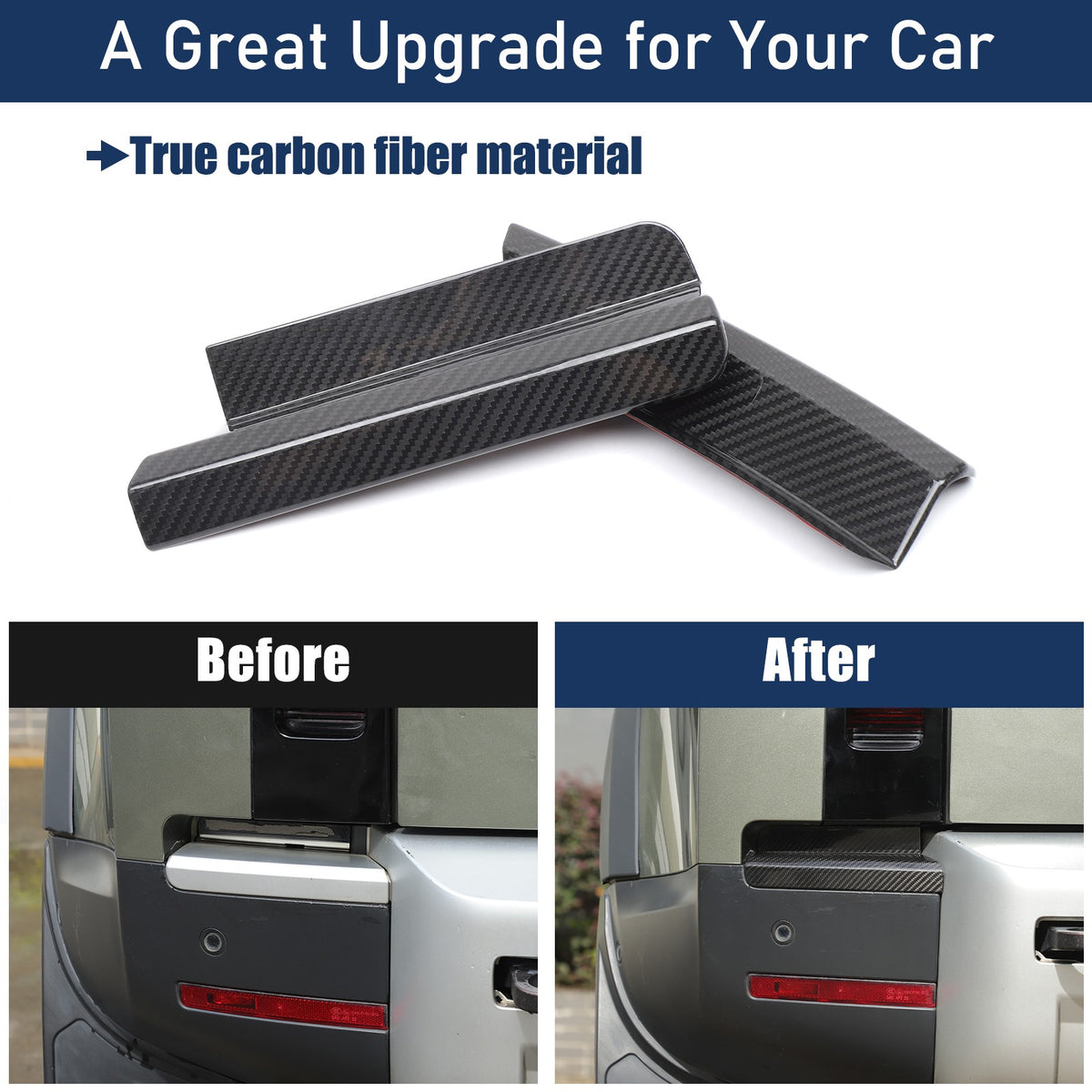 Real Carbon Fiber Rear Bumper Side Taillight Lower Trim For LR Defender L663 20+ 4