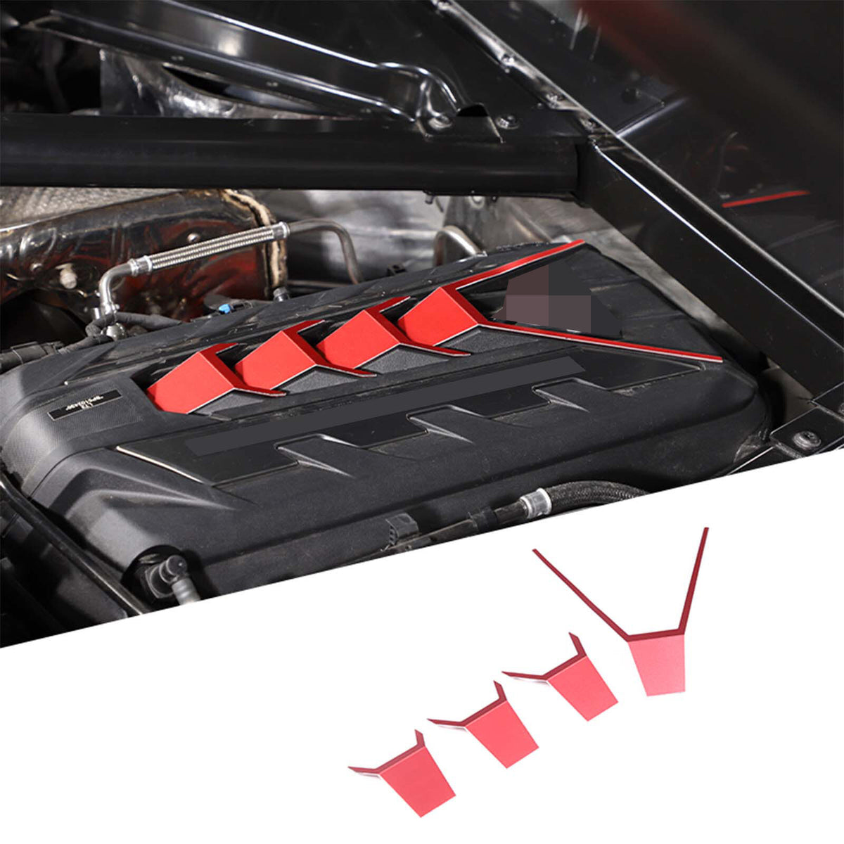 Aluminium Alloy Red Engine Bay Panel Cover For CORVETTE C8 2020 2021 2026 2026 5
