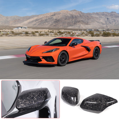 Forged Real Carbon Fiber Side Review Mirror Cover Trim For Corvette C8 2020-26 4