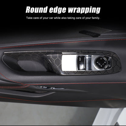 Honeycomb Carbon Fiber Window Lift Switch Panel Trim For Corvette C8 Convertible 12
