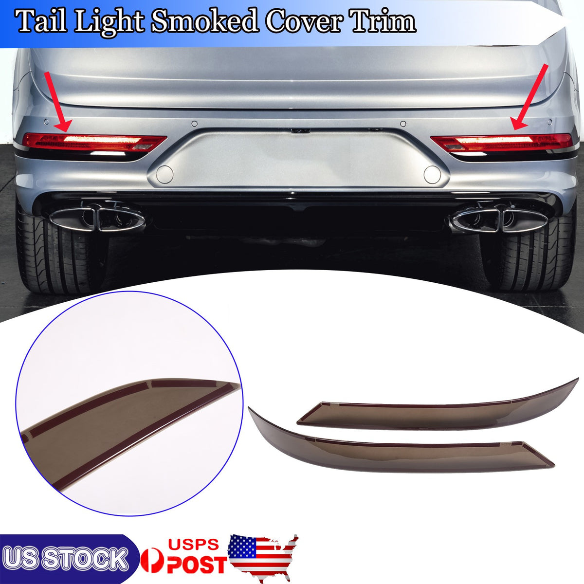 Smoked Rear Tail & Fog Light Blackout Taillight Cover For Bentley Bentayga 21-23 2