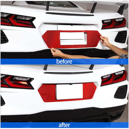 Red Carbon Fiber Rear End License Plate Panel Sticker For Corvette C8 2020-2026 6