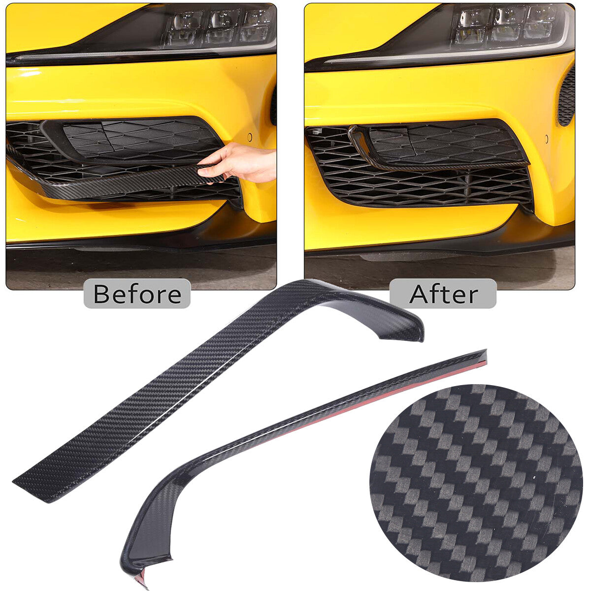 Real Carbon Fiber Front Bumper Side Grill Trim Cover Strip For GR Supra 19+ US 2