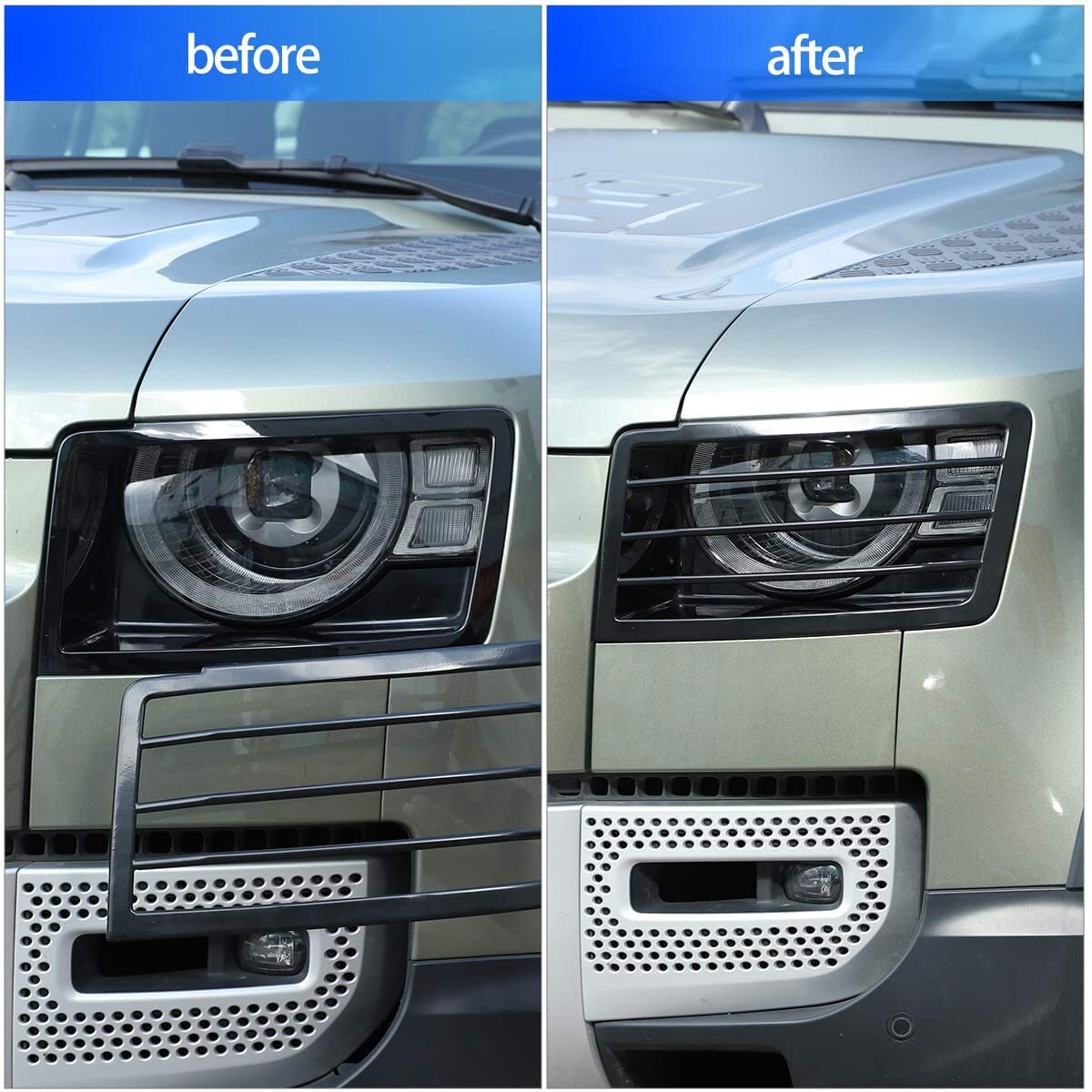 Metal Headlight Protectors Cover Grille For Land Rover Defender L663 2020-2023 2