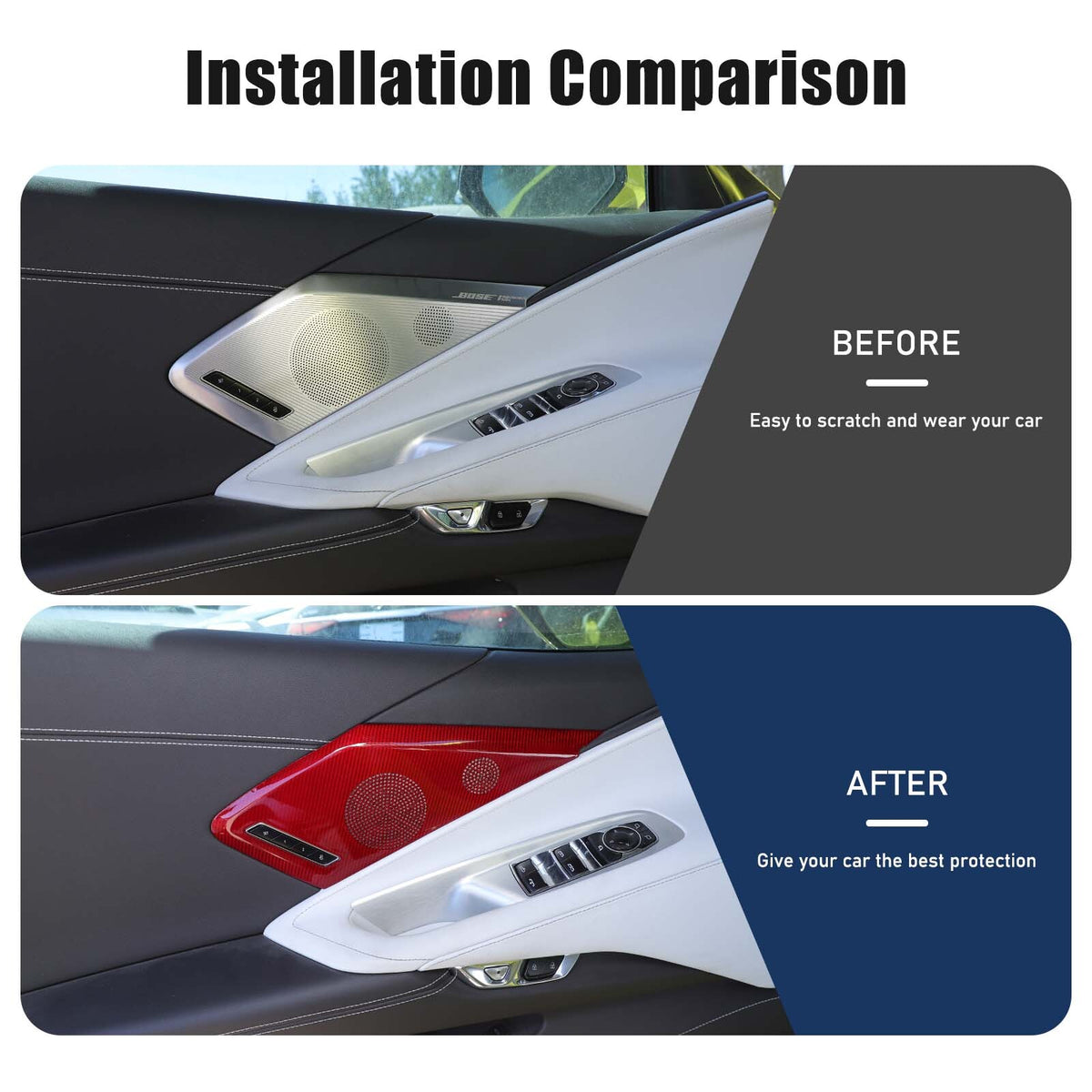 Red Real Carbon Door Speaker Cover Trim For Corvette C8 Z51 Coupe 2LT 3LT 20-26 3