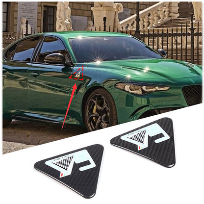 Real Carbon Car Side Fender Emblem Badge Trim For Alfa Romeo Giulia/Stelvio 17+ 2