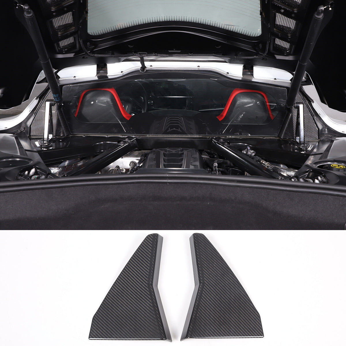 Real Dry Carbon Fiber Rear Window Corner Cover Trim Frame For Corvette C8 20-26 15